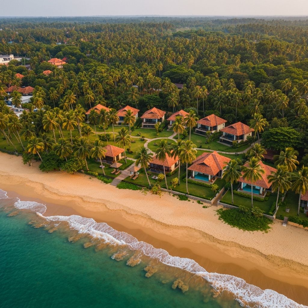 Aerial view of premium beachside resort